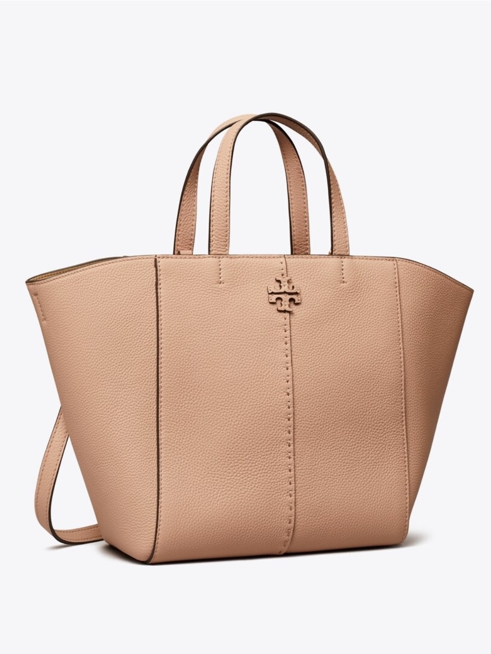 Tory Burch Mcgraw Carryall Pebbled Leather Tote in Goan Sand
